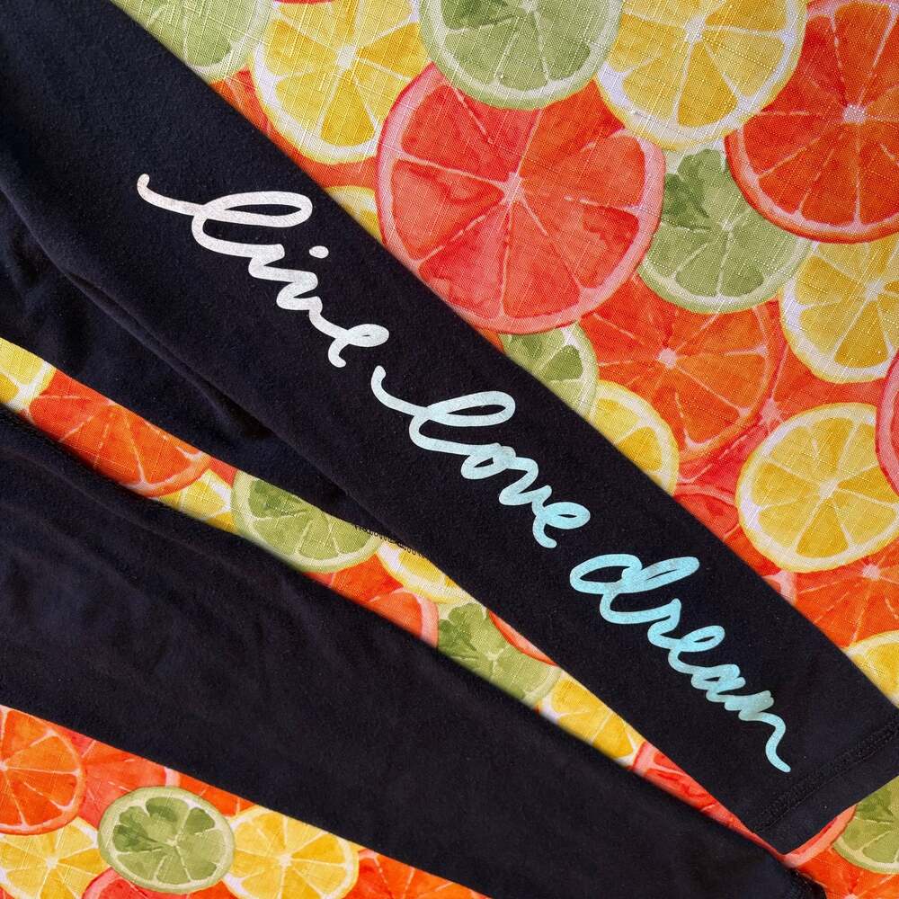 Live Love Dream Aeropostale Black Mint Foldover Waist Script Logo Leggings S